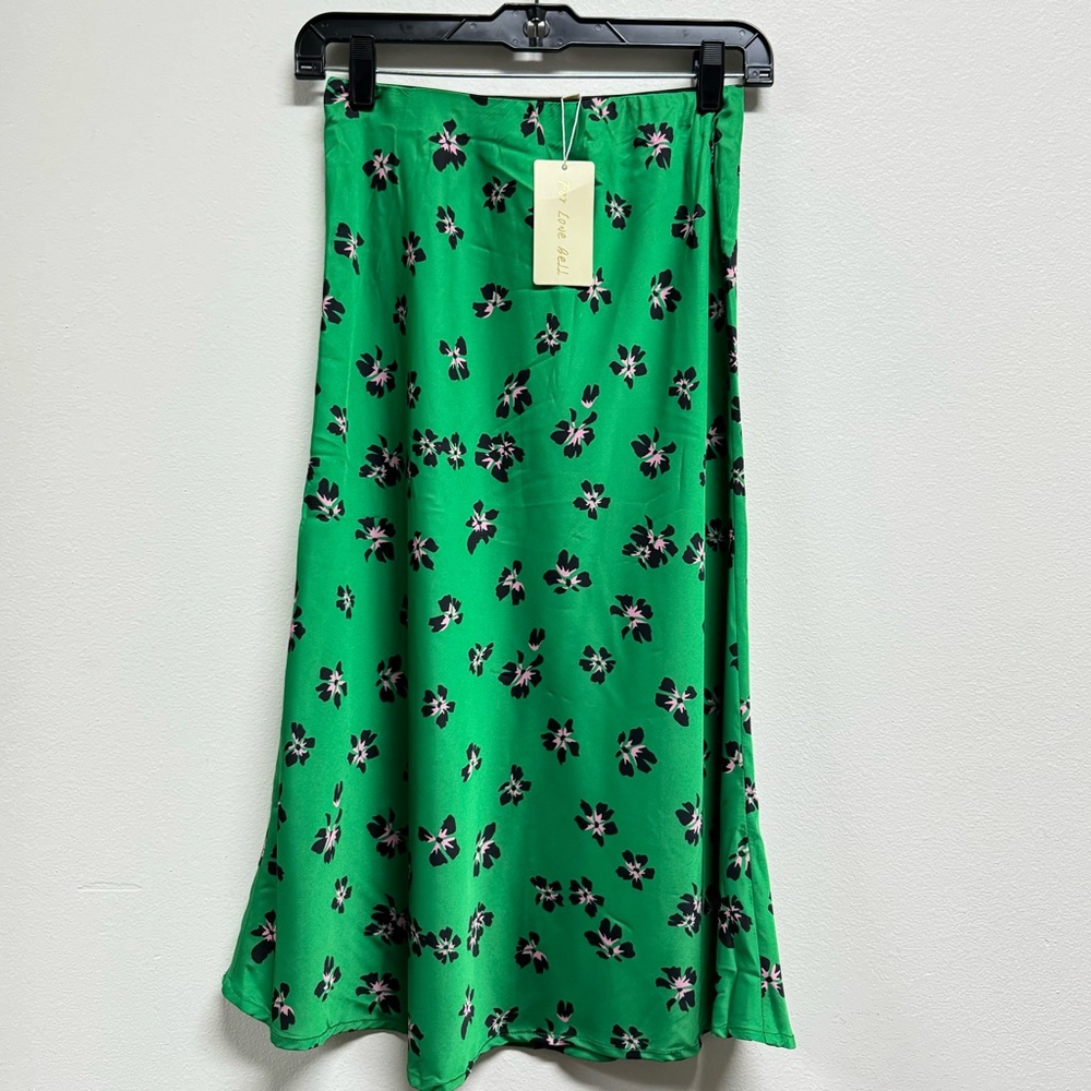 For Love Bell Floral Green A-line Skirt